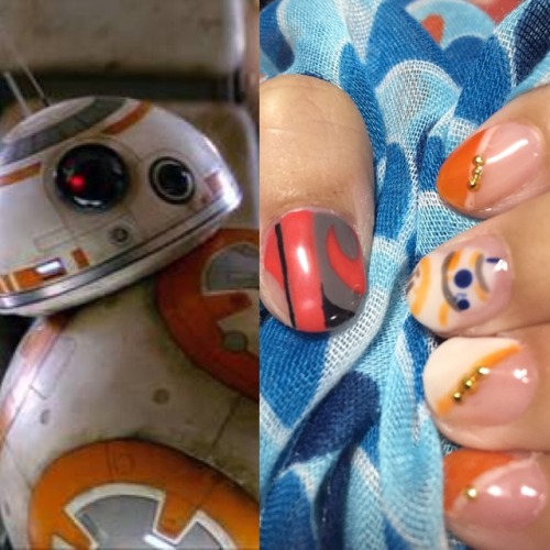 セレブレーションが楽しみなのでBB-8&ポーデザインでネイルアートしました。