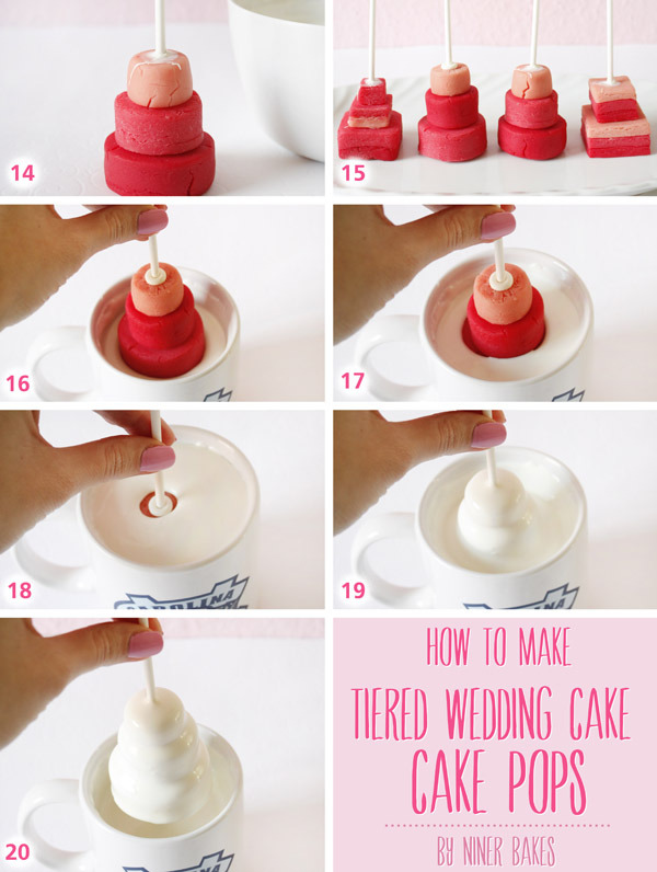 thecakebar:  How to Make Tiered Wedding Cake Cake Pops {click link for full tutorial}