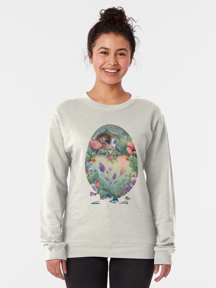 (via Cat In The Egg Flowers Pullover Sweatshirt by fatydesignspace)