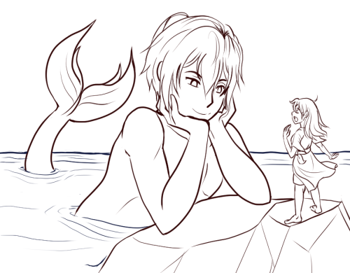 Local merman comes to listen to human woman sing. More at 11.Lineart and Finished product. I’m. So f