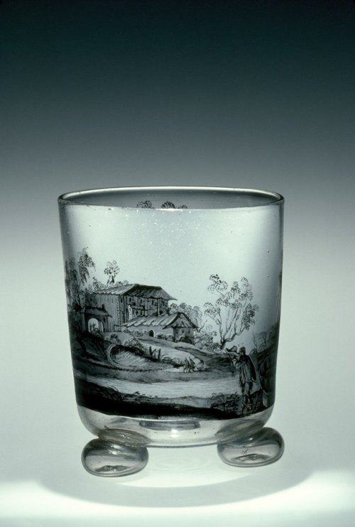 Beaker on Ball Feet, Nuremburg, Germany 1660-1680Colorless glass, blown, enameledCollection of The C