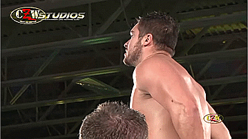 Ethan Page trying to get wrestler RSP to kiss his ass.