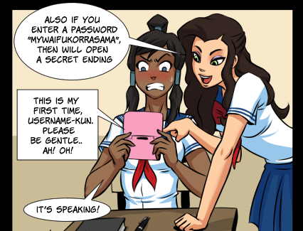 grimphantom:  flick-the-thief:    Another stupid strip about Korra and Asami.support me: https://www.patreon.com/flick    Sexy school girl Korra  teehee I want to play <3