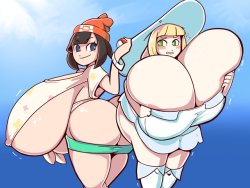 royaloppai: A comm of Moon and Lillie getting a bit of growth