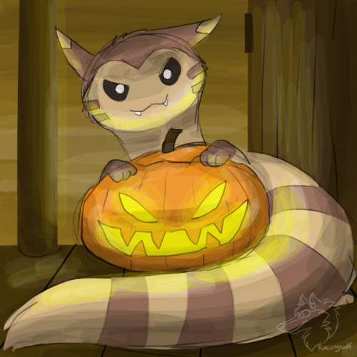 racingwolfart:  Pokehalloween - Day 7 - A Skinny Pokemon Now it’s furret!! 