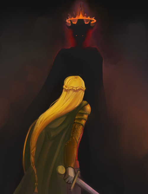 kookriart:Eowyn vs the witch king.I like how the Witch King came out in this.