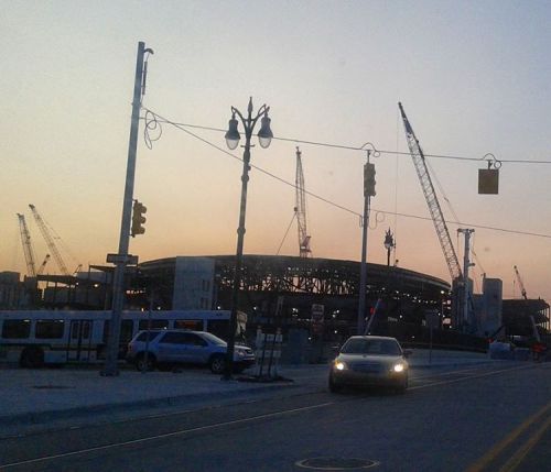 pitikbulag: Wow!! It’s coming up fast! Hello new Detroit Red Wings Hockey Arena!! #detroit #redwings