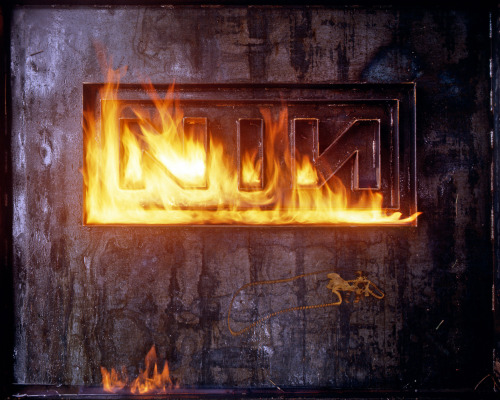 nineinchnails:Unused NIN logo art created by Russell Mills for The Downward Spiral, 1994.