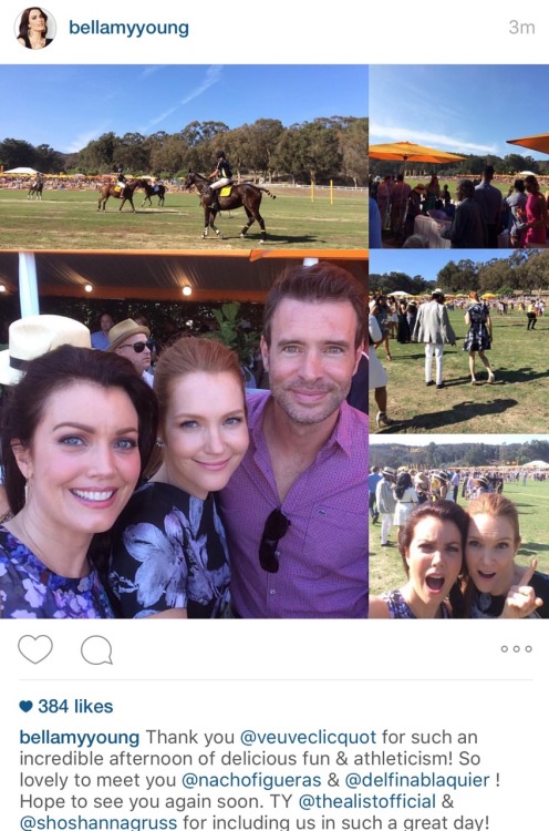 pjamma-sf:  Bellamy Young, Darby Stanchfield and Scott Foley Veuve Clicquot Polo Classic || October 