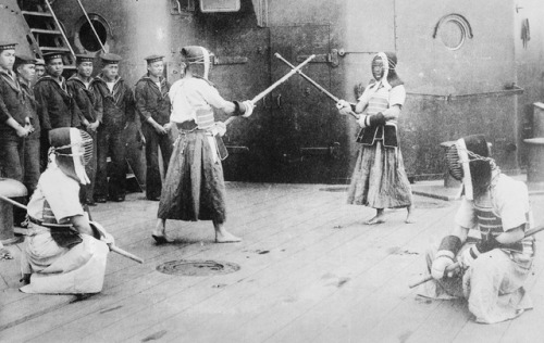 henryclervals:“Life in the Navy”, Fencing aboard a Japanese battleship, ca 1910-15 (Library of Congr