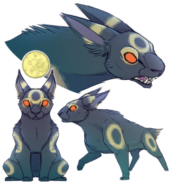 sabrebash: My primary umbreon, Morgan, was the first Pokemon i ever bred with 6 ivs. Her dad is a Japanese wondertrade Typhlosion named Big Ty. I wanted to mess around with what that cross might look like while still keeping her species recognizable.