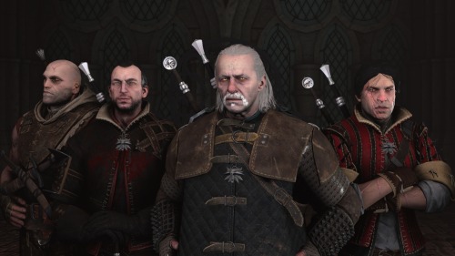 Witcher 3 WitchersVesemir, Lambert, Eskel and Letho from The Witcher 3: Wild HuntModels  have eyeposing but no face flexes. Original CDPR bones but some of the  flexes are really super rough. I’ll try to clean them up if I can.Lambert’s textur