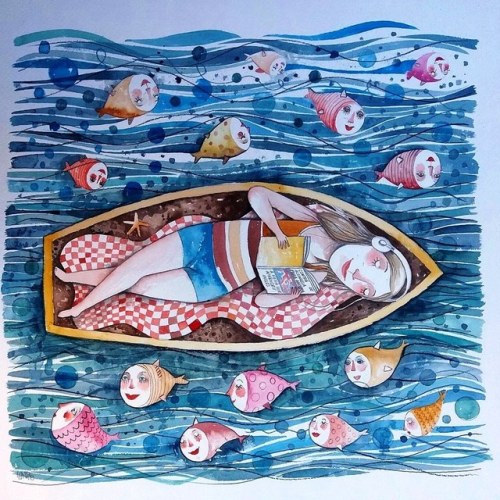 Qué Placer Leer Meciéndose En El Agua! (ilustración De Leandro Lamas)