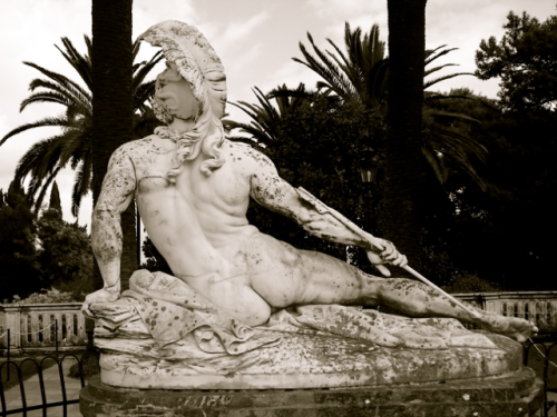 templeofposeidon:Dying Achilles at Achilleion, Corfu, GreeceErnst Herter, 1884