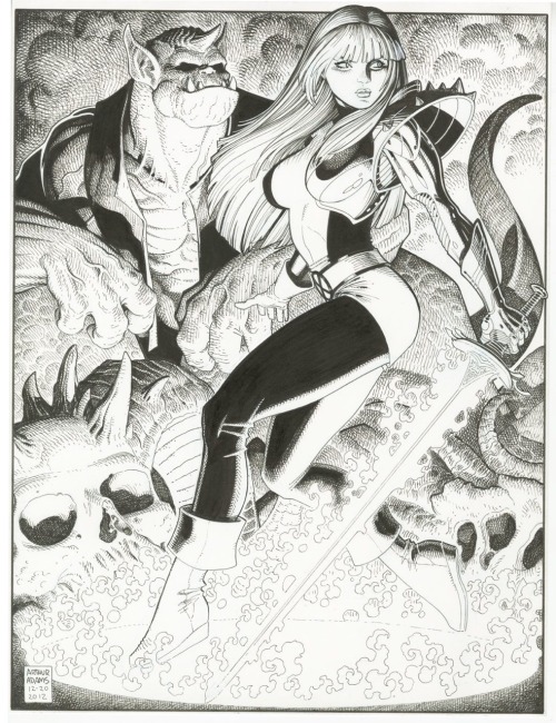 ungoliantschilde:  some of the X-Women, illustrated by Arthur Adams in black and white. 