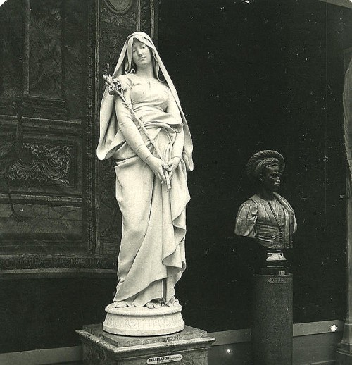 Eugène Delaplanche (1836 – 1891) “Vierge au lys” 1878  Paris Museum Luxembourg  Old NPG Stereo Phot