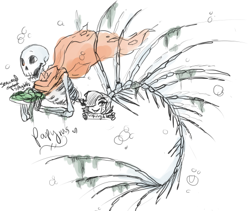 Undertale Undersea AU! Skellie pelvis censored because I can’t draw a pelvic bone ahaMettaton is a j