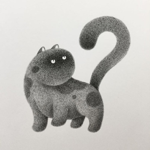 escapekit:   The Furry Thing seriesMalaysian artist Kamwei Fong is the creator of The Furry Thing series: a collection of adorable fluffy black cat ink drawings.