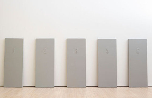 Alighiero Boetti, Untitled (5 numbered doors), 19??, wood, cork and paint, 90 x 200 cm each