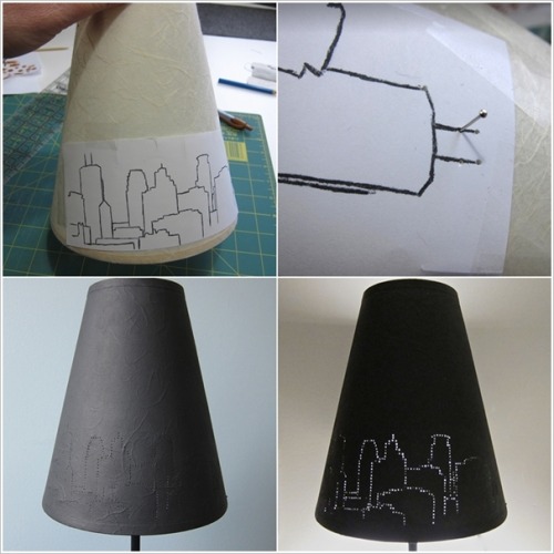 imsingingmydreams: imagine-create-repeat: A Simple Lampshade Got This New Look by Poking Pins THINK 