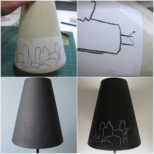 imsingingmydreams:  imagine-create-repeat:  A Simple Lampshade Got This New Look by Poking Pins  THINK OF ALL THE POSSIBILITIES 