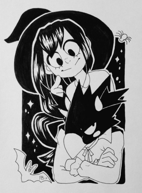 Inktober Day 8The best BNHA shipAsui put Tokoyami’s fluff up in pigtails and have him lil 