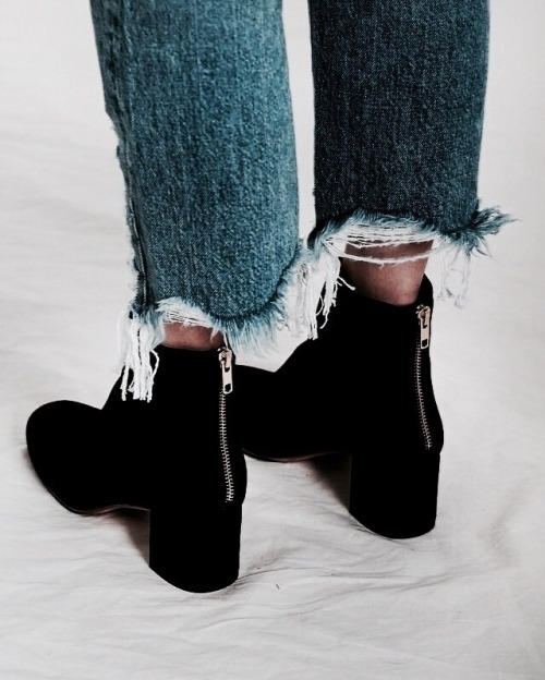 streetstyleplatform:Black Suede Ankle Boots 70% OFF