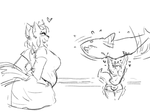 korramart:  :3wanted to sketch these two cutiesFerra and Cannon are Franky’s characters :brafya.tumblr.com @brafya