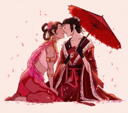 ash-and-starlight:Girlfriends under the cherry trees, k i s s i n g (click for better quality + ID under the cut!)Keep reading