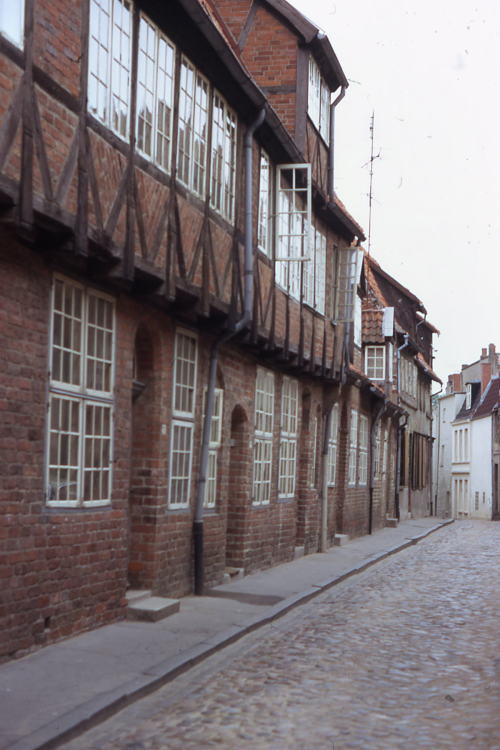 Residential Street, Lübeck, Germany, 1972.While these houses may look ancient, they are probably pos