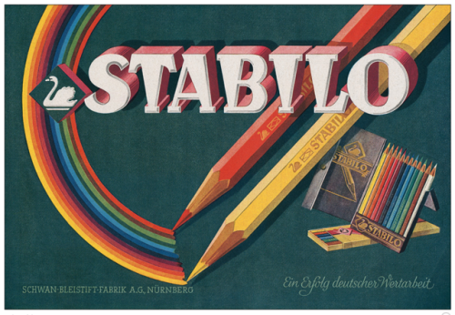 Stabilo advertisement, 1944. Schwan-Bleistift-Fabrik, Nuremberg, Germany. Via Lexikaliker