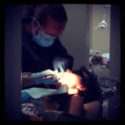 Getting his teeth cleaned (: hes doing such