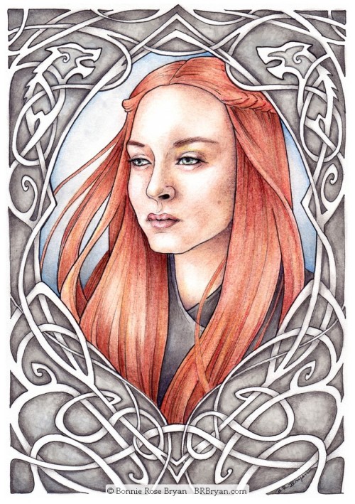 Porn photo bonnierosebryan:  Sansa Stark (ink, watercolour,