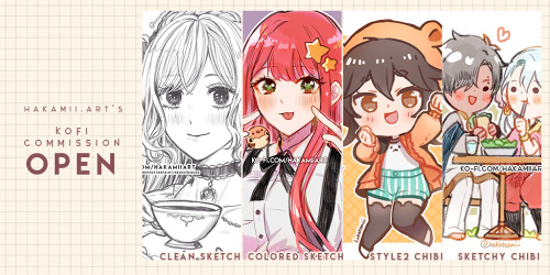 Both Regular and Ko-fi Commissions are Open! ～(‘▽^人) Regular Comm :  hakamiiart.wixsite.com/