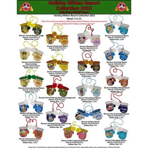 This years Holiday Hotel Pin Collection features characters on various mittens. If you could only pi