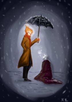 mooncatyao:  bluestar94:  Grillby x Gaster moment &lt;3 Where there is darkness, there will always be light   Oh my heart ❤️
