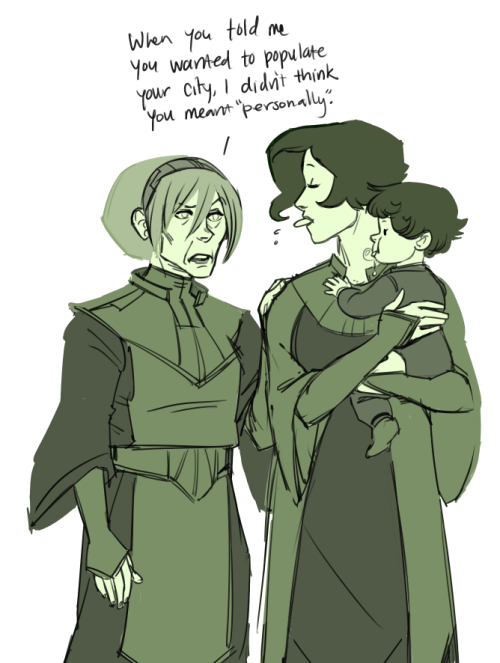 claudeahsstuff: makanidotdot:  2 many babbis i like that bataar was just like an architect su hired i guess? thats p cutie i also really need to know what sarcastic nicknames Toph had for her daughters.  like, something saccharine for lin and something