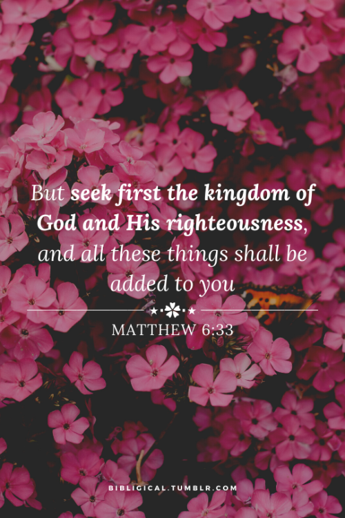 bibligical:But seek first the kingdom of God and His righteousness, and all these things shall be ad