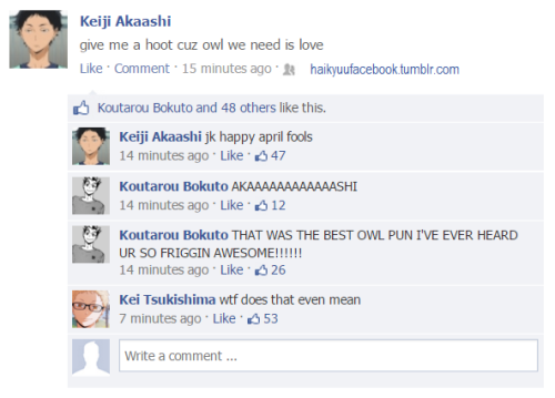 haikyuufacebook: 160401 // happy april fools day ( ͡° ͜ʖ ͡°) (x)
