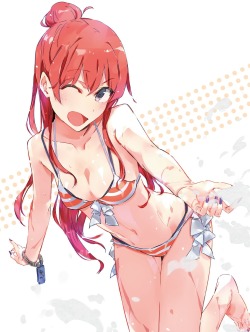 bikini cleavage ponkan 8 sakaki shizuka shirobako swimsuits | #310342 | yande.re