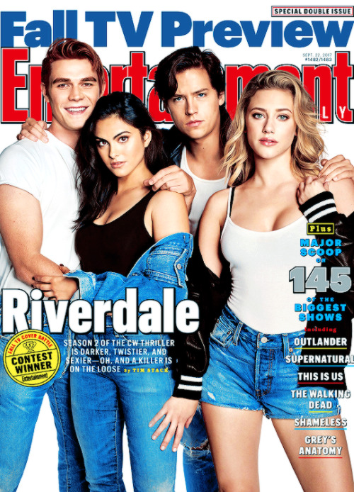 riverdalesource: Kj Apa, Camila Mendes, Cole Sprouse &amp; Lili Reinhart on the cover of Enterta