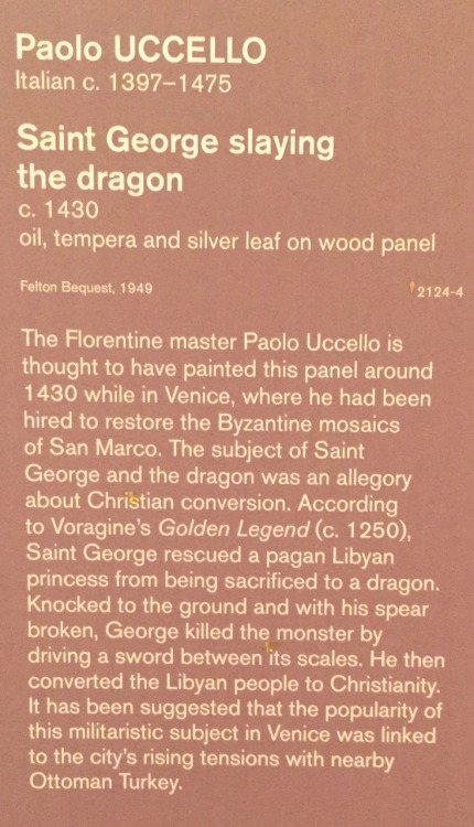 I fell in love with this Uccello image of a mythical princess today in the National Gallery of Victo