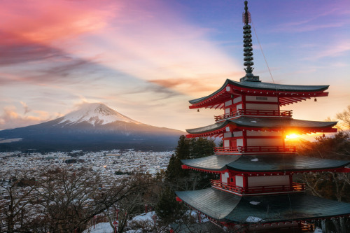 earth-land:  Mount Fuji - Japan   Rising 3776 meters above sea level, Mount Fuji is Japan’s tallest mountain and most iconic landmark. Images of the nearly perfect, solitary volcano have appeared in paintings, wood block prints and other artworks for