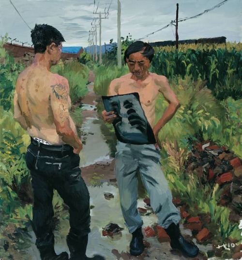 bravosebastian:Liu Xiaodong, “Bent Rib”, oil on canvas, 150 x 140 cm, 2010