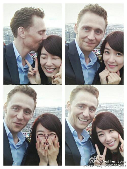 angelahuang0512:So envy…..Tom Hiddleston with Girls’ Generation Tiffany !photo via @Real_FernSone si