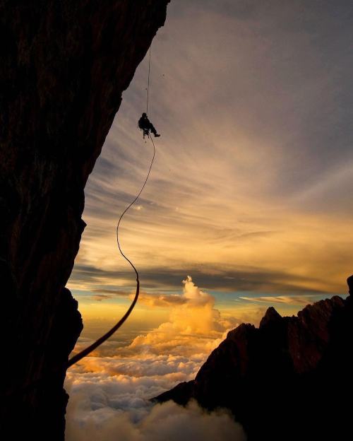 Best seat in the house. High above the South China Sea on Kinabalu in Borneo.-JimmyChin