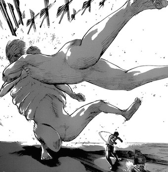 snkception:Speaking of chapter 50, though, one thing I noticed about it is the way the coordinate seems to work less as Eren commanding mindless titans and more as them acting like an extension of Eren’s will?Like, okay, Eren punches the Smiling Titan,