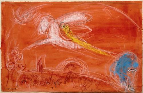 artist-chagall: Song of Songs IV, 1958, Marc ChagallMedium: pastel,watercolor,paper