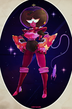 estevaopb:  Space Lass Garnet! She´s the captain of the Mother Ship Temple, protector of the human civilization. She battle with her pair of atomic fists.   Steampunk Gems/High School Gems/Medieval Gems    So the special gem theme is Space+Fifties! Hope
