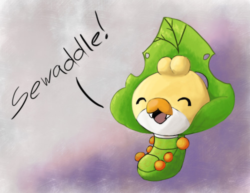 extra-vertebrae:artofmrhades: A wild Sewaddle appears!  XD My favorite pokemon is Aggron. :3Painted 